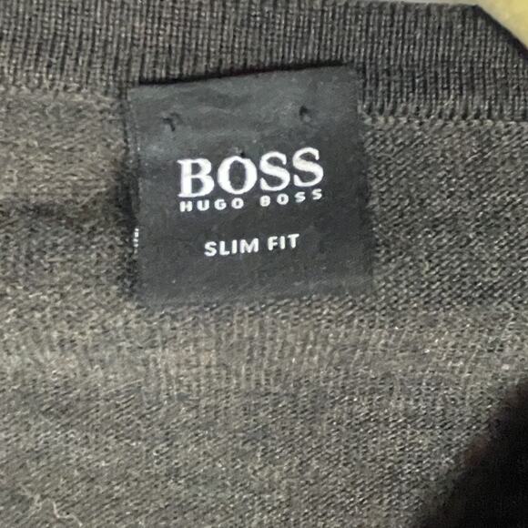 Hugo Boss Brown Sweater Virgin Wool V-Neck Pullover Long Sleeve‎ Sz XL Men - Picture 5 of 8